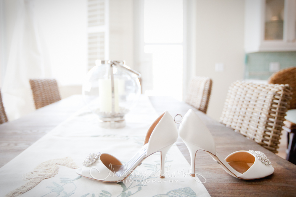 shoes and rings displayed before wedding on Gasparilla Island Boca Grande, FL