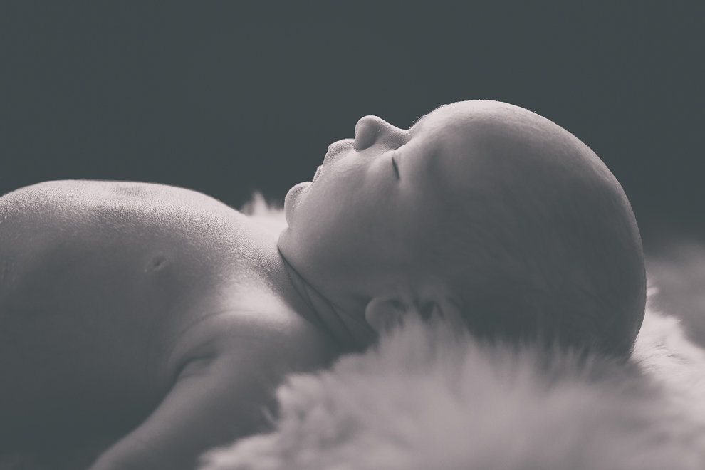 black and white photography of newborn baby in buffalo ny by lindsay dedario photography