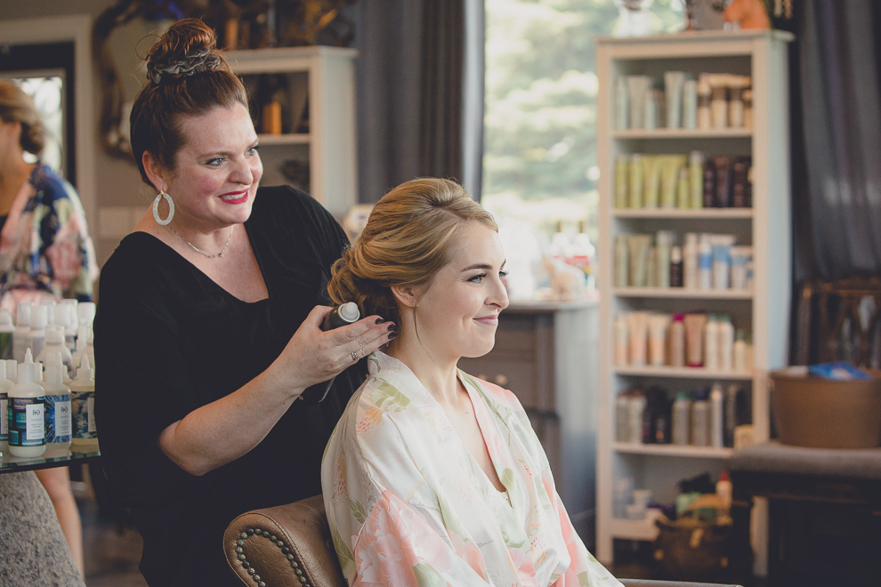 Lizzy Dugan of Salon Elizabeth does beautiful hair design on bride for her wedding
