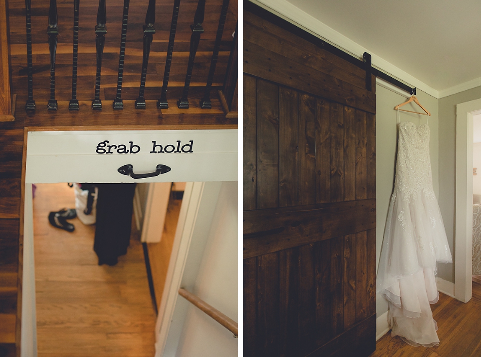 brides dress in cottage at a Hayloft in the Grove wedding in East Aurora, near Buffalo, NY