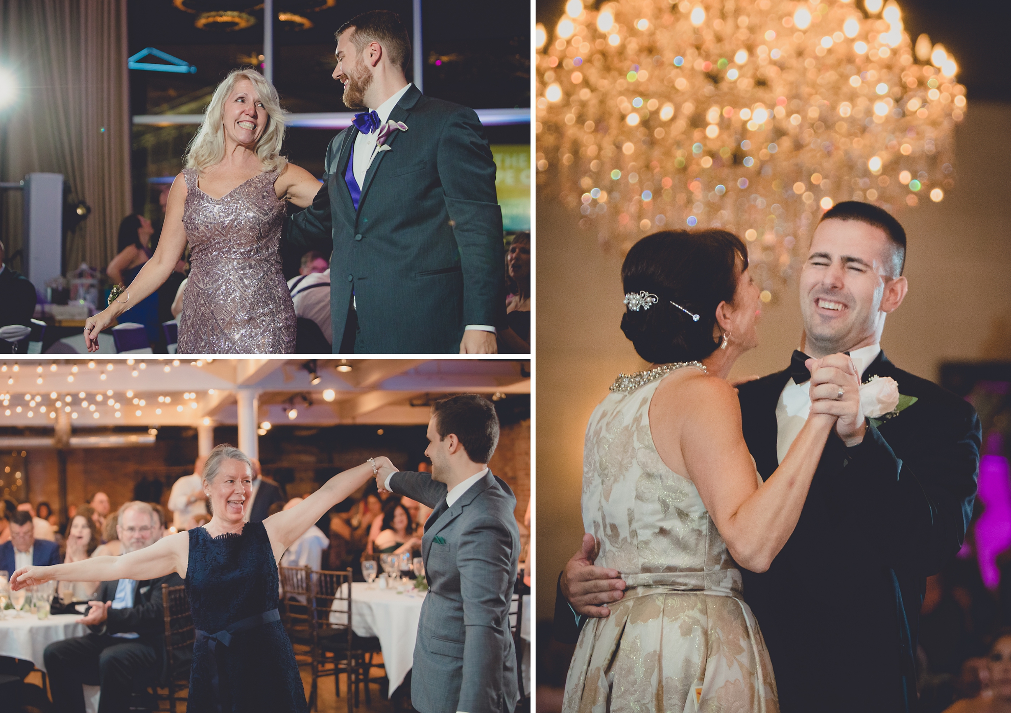 mother and groom dance at wedding reception at Statler City in Buffalo, NY