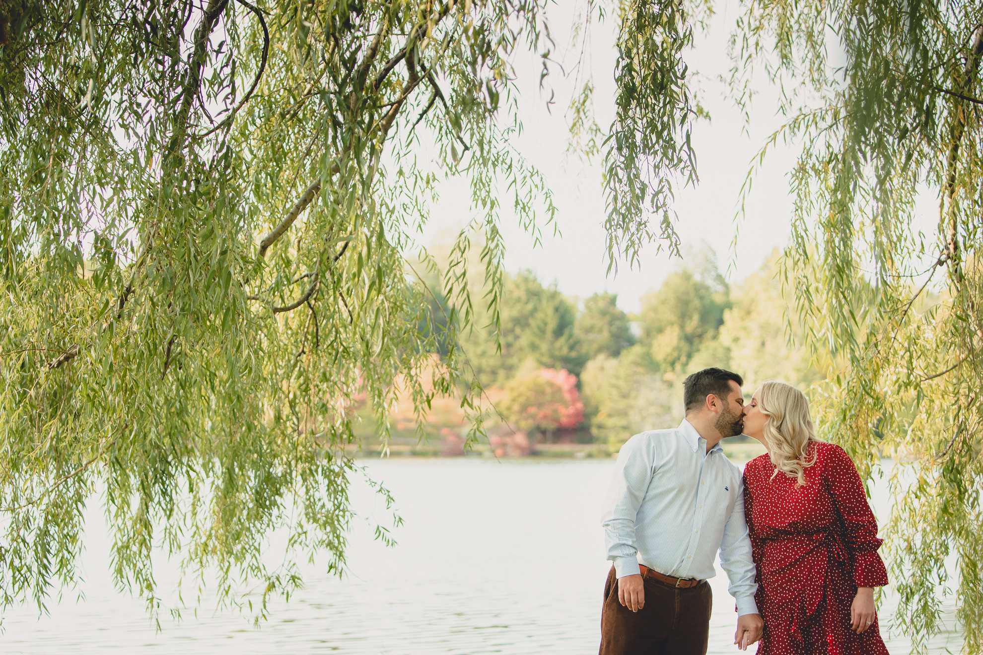 wedding engagement photography at hoyt lake in Delaware Park in Buffalo, NY