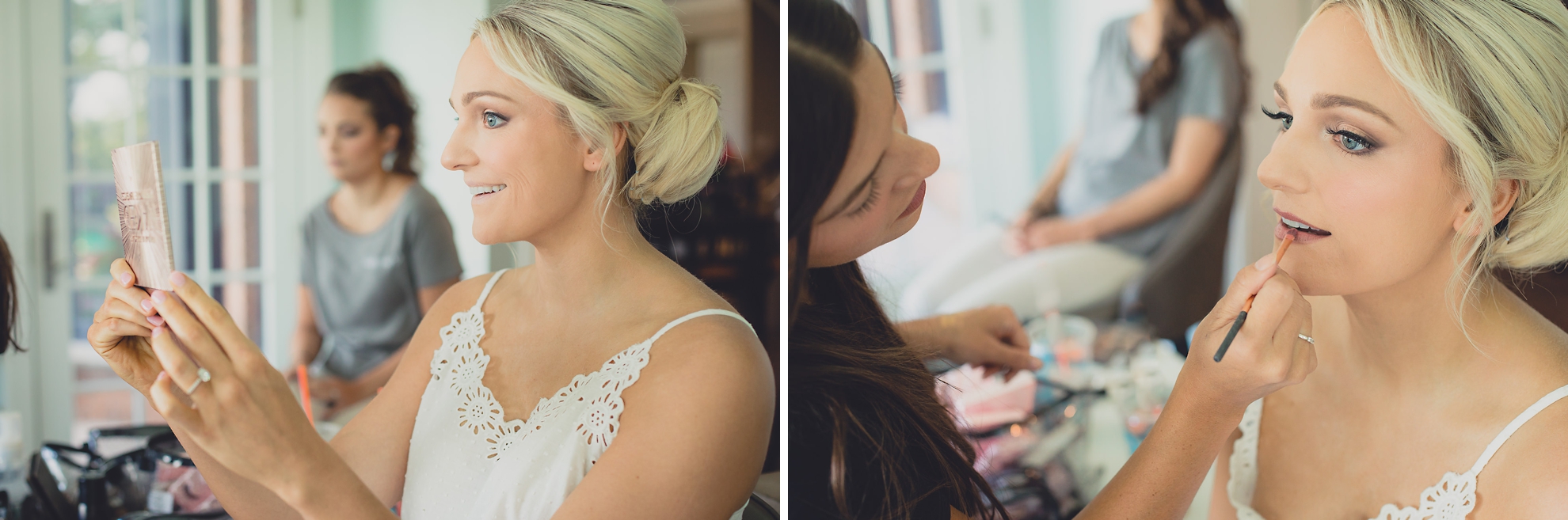 bride has makeup done before wedding in Lewiston, NY