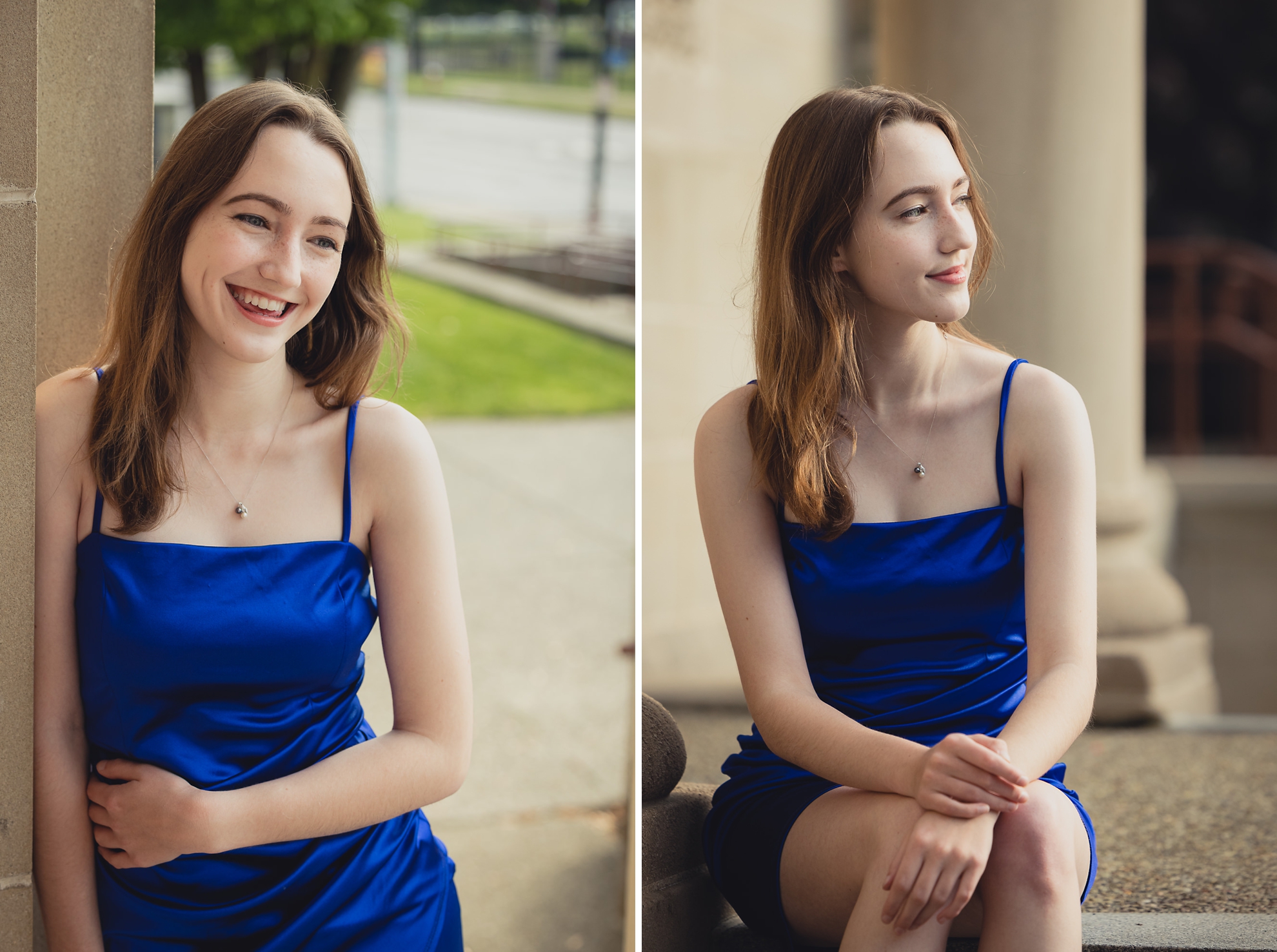 Canisius College senior poses for photographer during graduation portrait photography session on the Canisius campus in Buffalo, NY