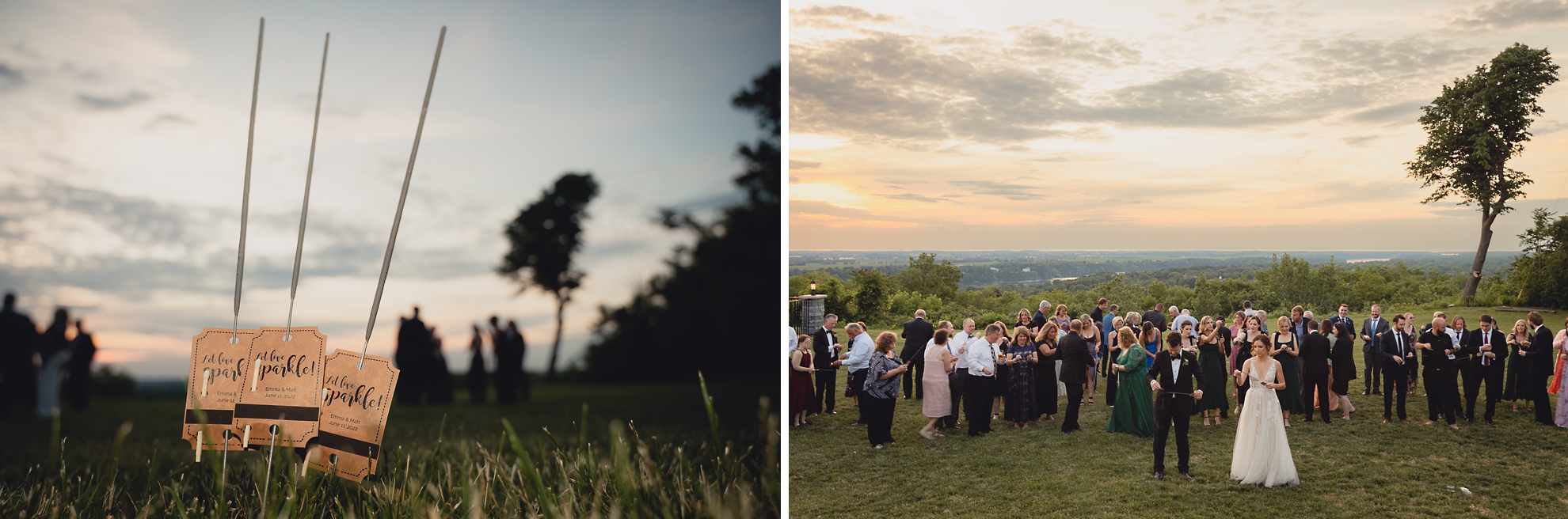 guests use sparklers during wedding reception at the Niagara Falls Country Club