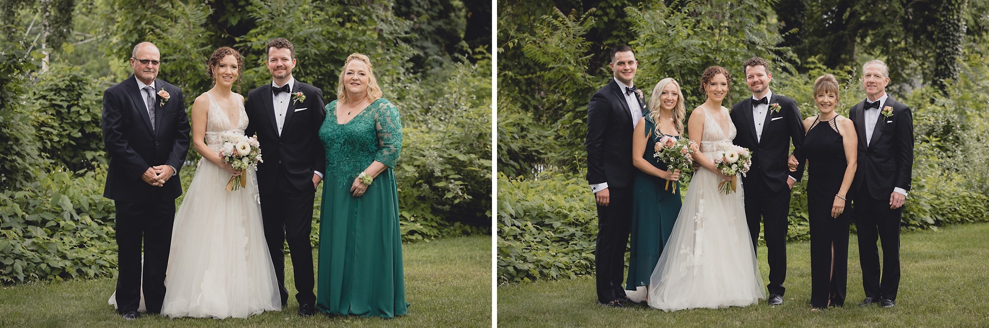 families pose for portraits at Barton Hill House in Lewiston, NY before wedding
