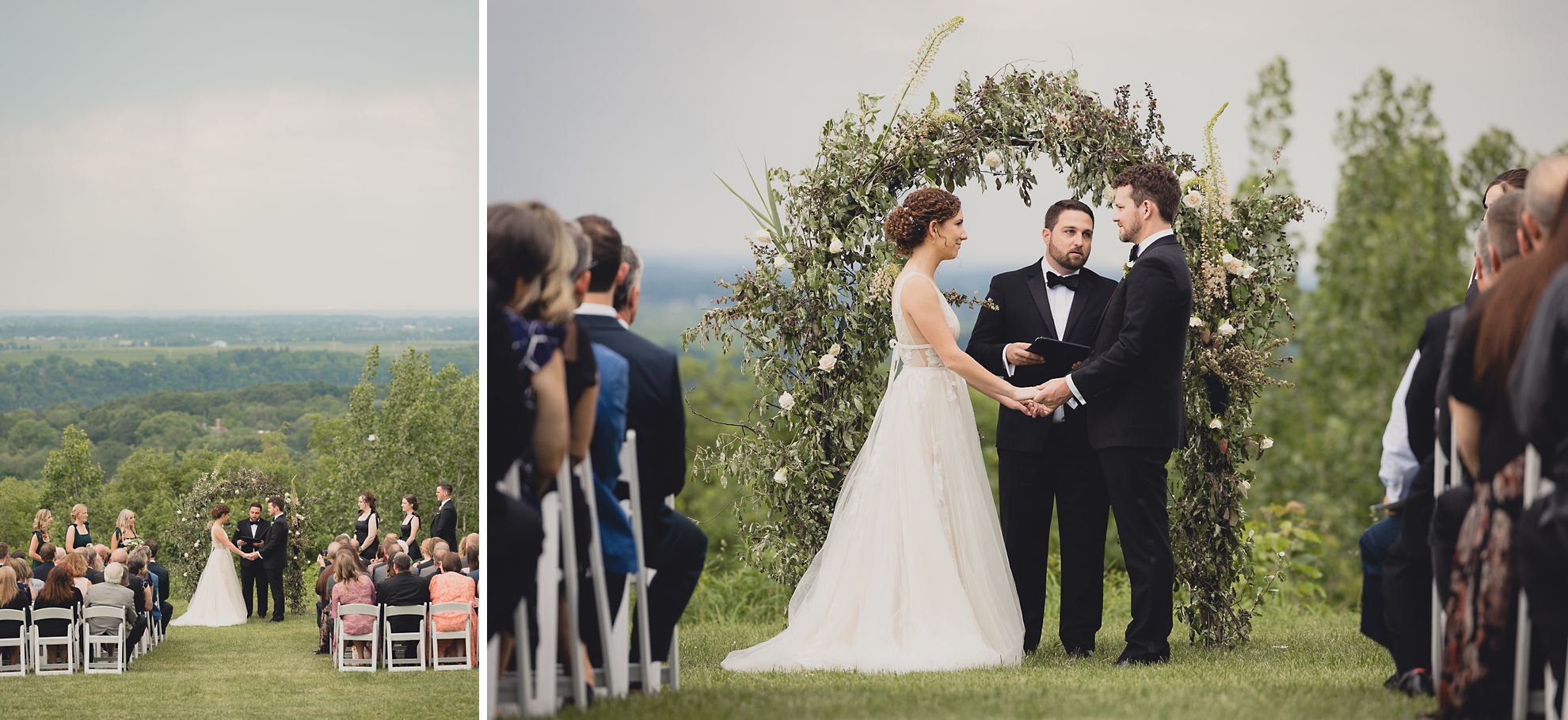 bride and groom say vows during wedding ceremony at the Niagara Falls Country Club