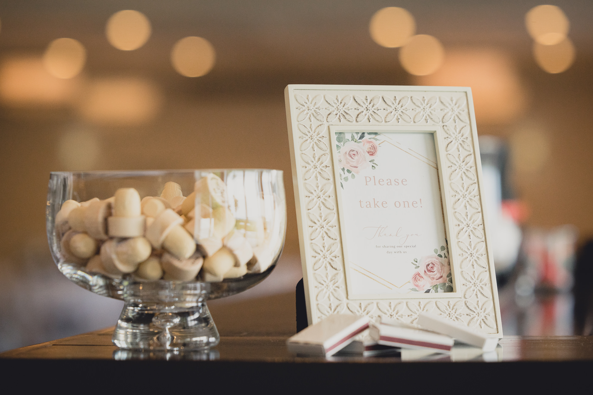 favors during wedding reception at the Niagara Falls Country Club
