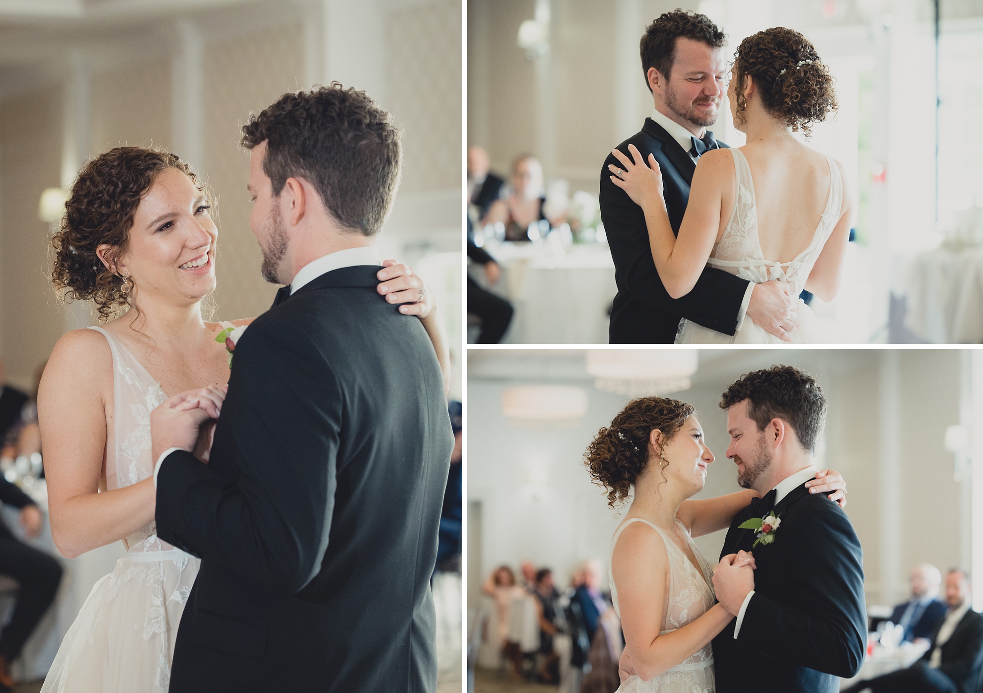 bride and groom dance during wedding reception at the Niagara Falls Country Club