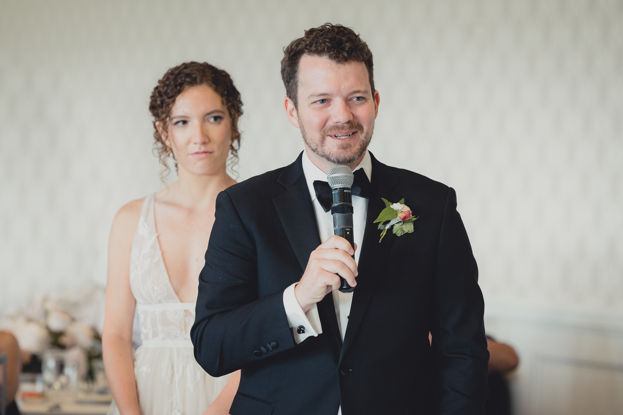 groom delivers speech during wedding reception at the Niagara Falls Country Club