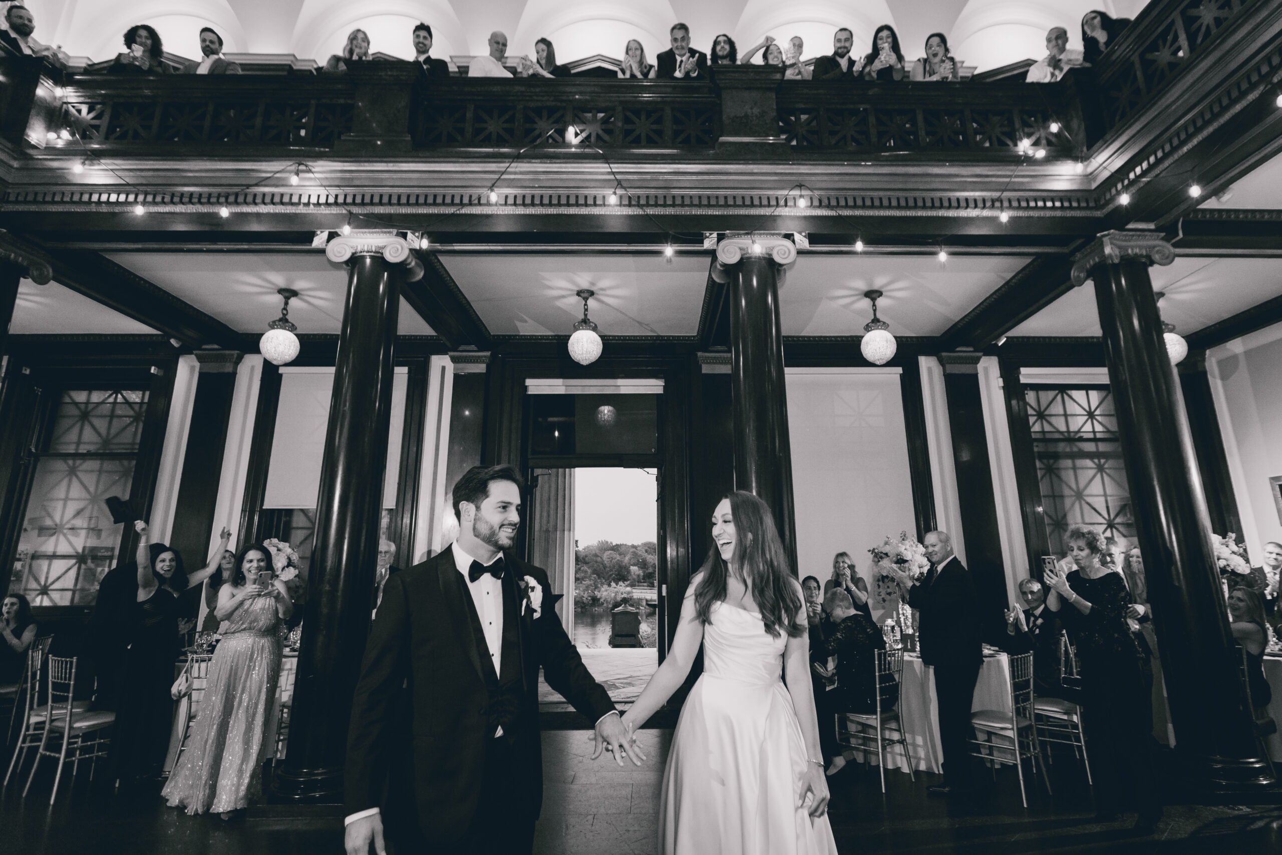 bride and groom are introduced during wedding reception at the Buffalo History Museum