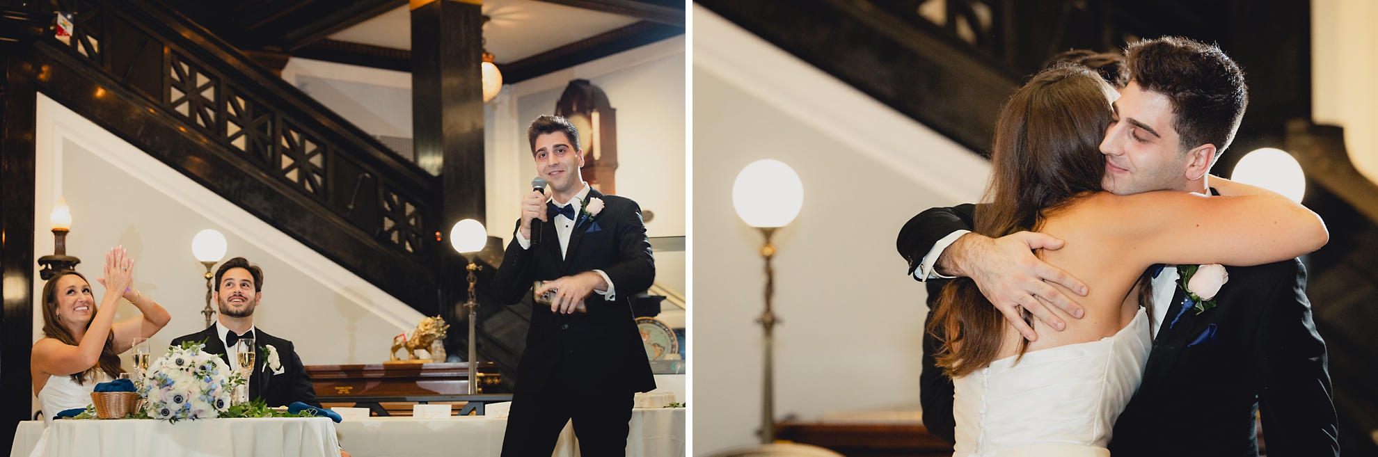best man delivers speech during wedding reception at the Buffalo History Museum