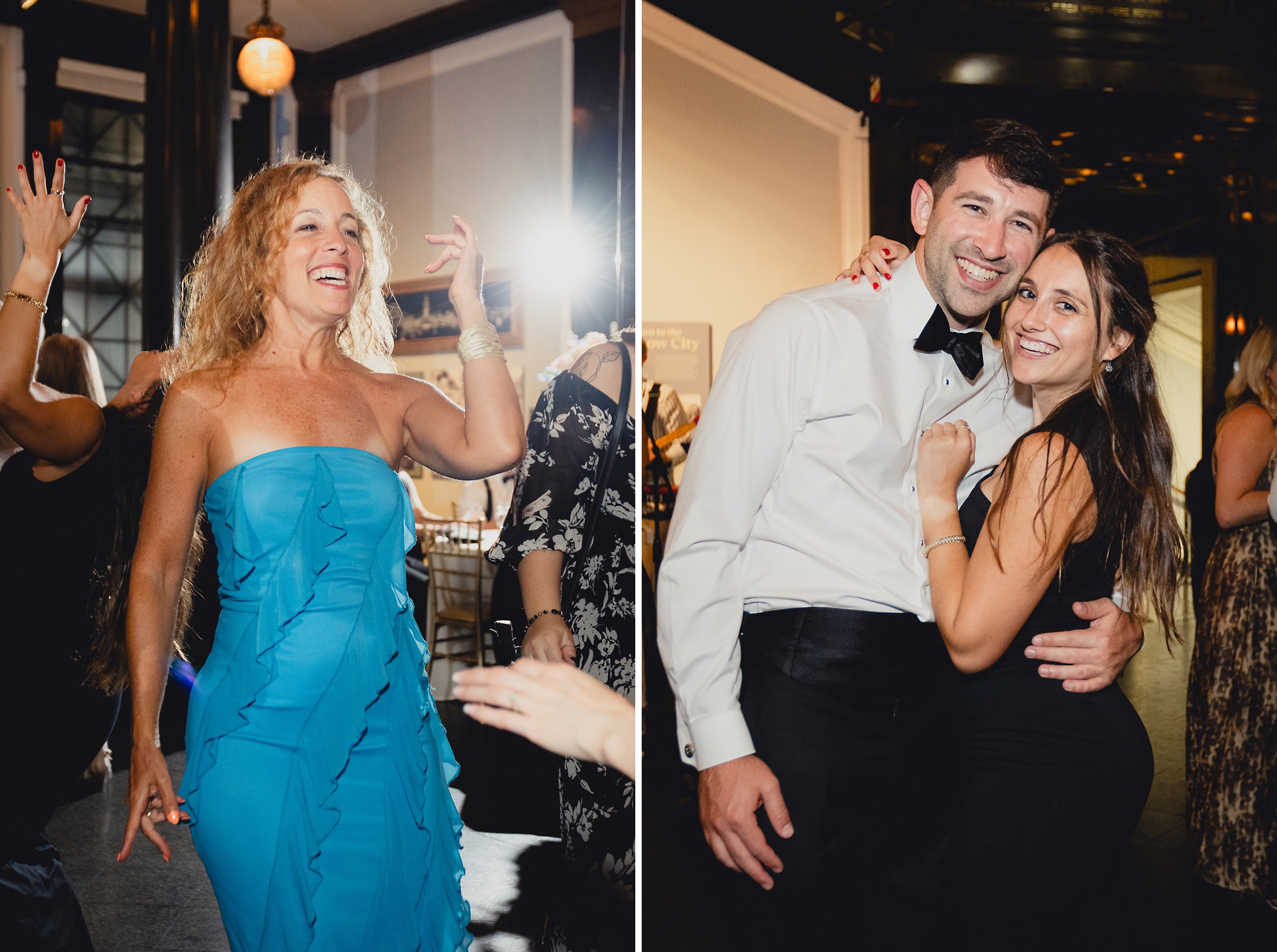 guests dance during wedding reception at the Buffalo History Museum