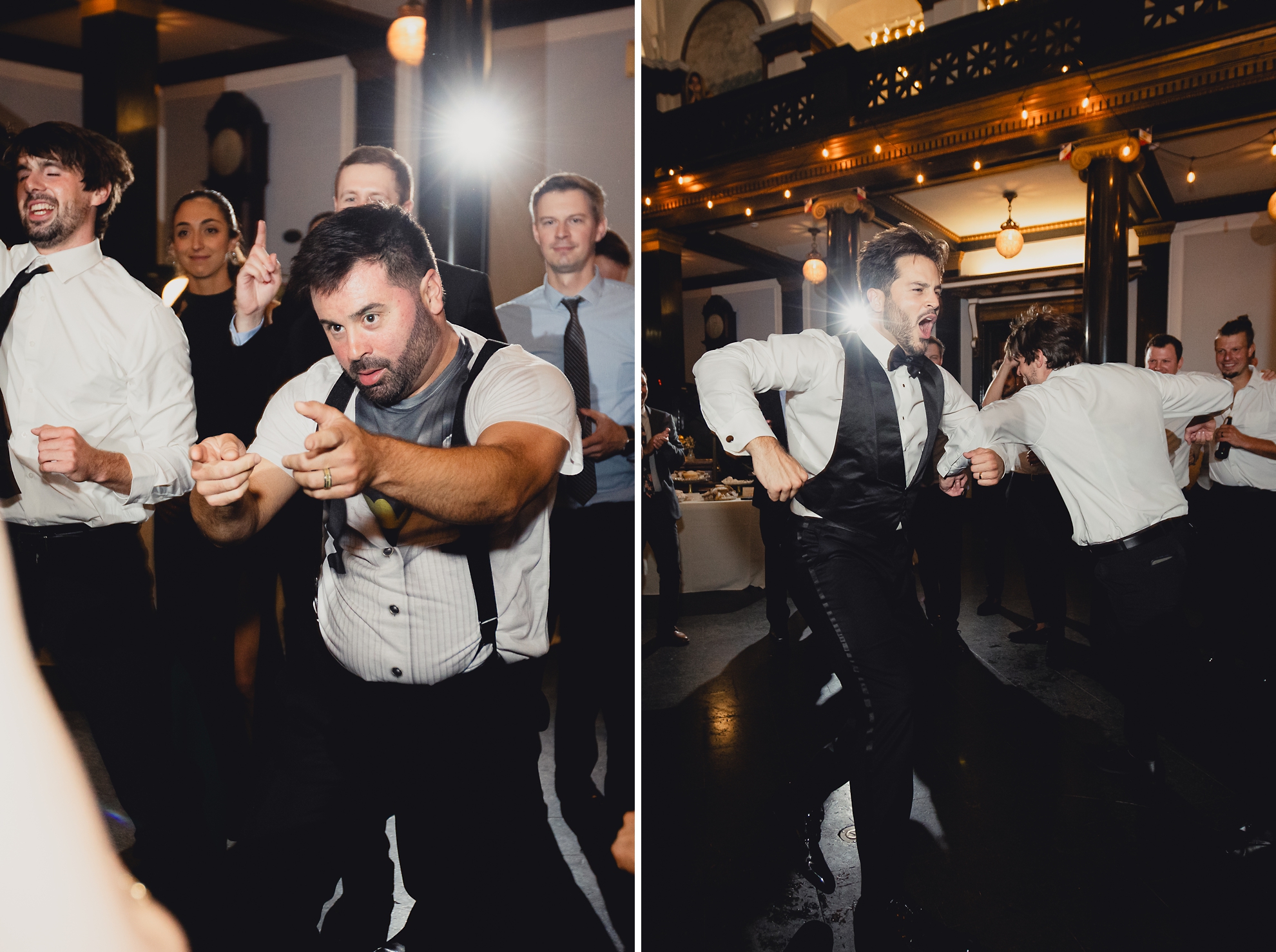 guests dance during wedding reception at the Buffalo History Museum