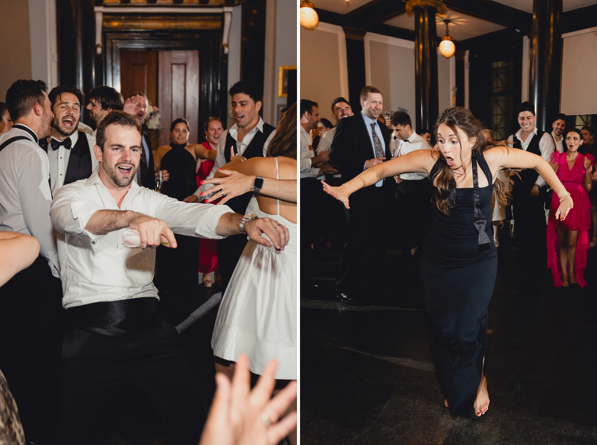 guests dance during wedding reception at the Buffalo History Museum