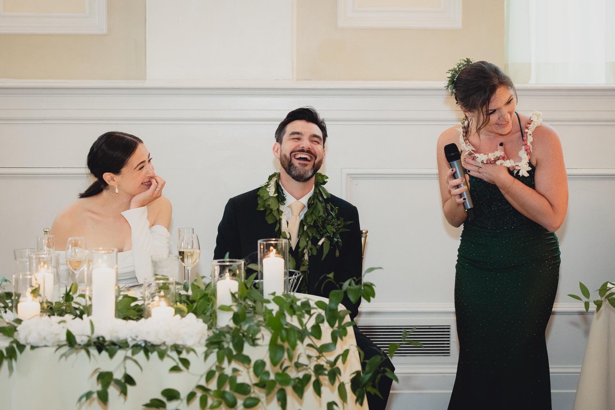 best woman delivers speech during wedding reception at the Hotel Lafayette in Buffalo, NY