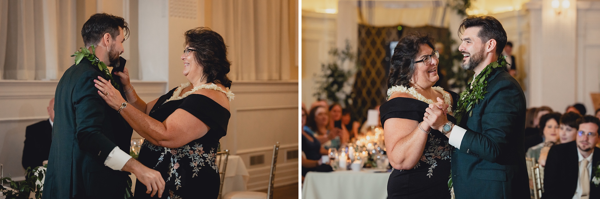 groom and mom dance during wedding reception at the Hotel Lafayette in Buffalo, NY