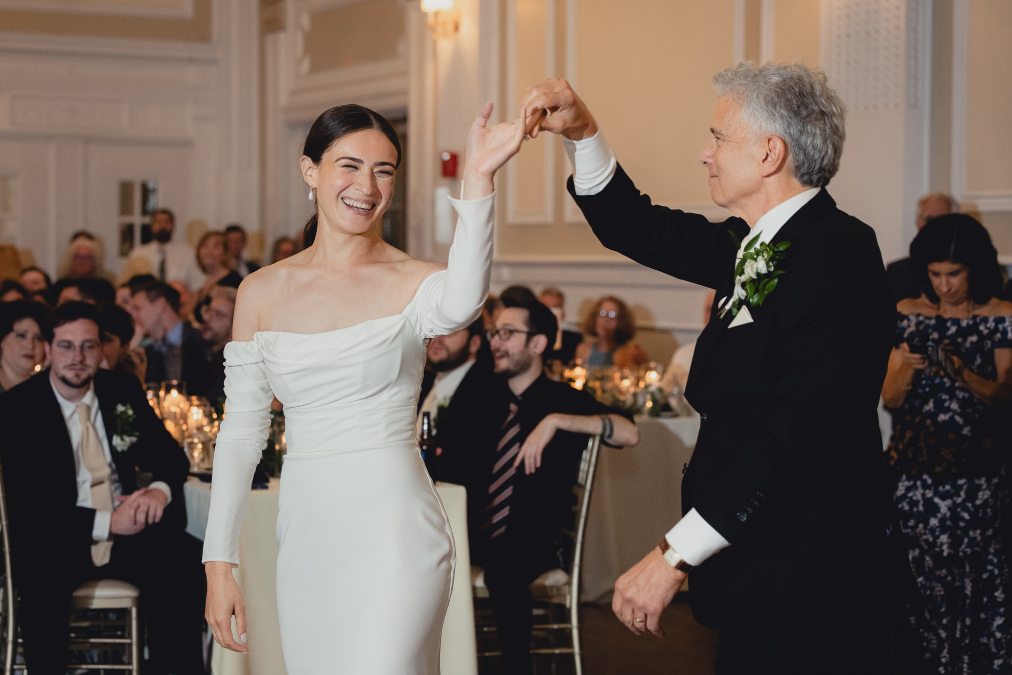 bride and father have first dance during wedding reception at the Hotel Lafayette in Buffalo, NY
