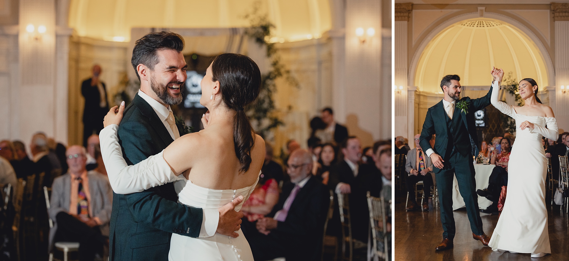 bride and groom have first dance during wedding reception at the Hotel Lafayette in Buffalo, NY