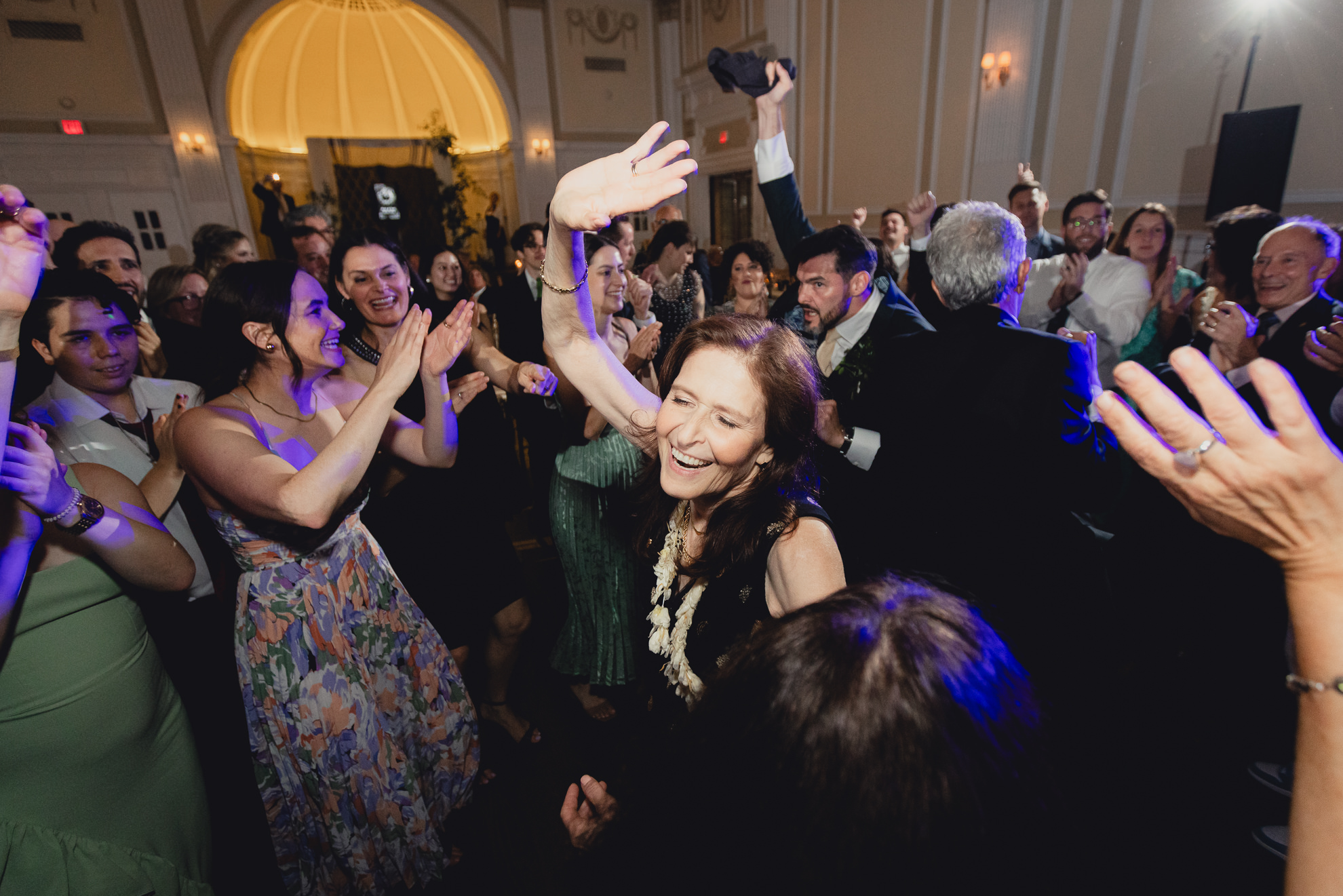 mother of bride dances during wedding reception at the Hotel Lafayette in Buffalo, NY