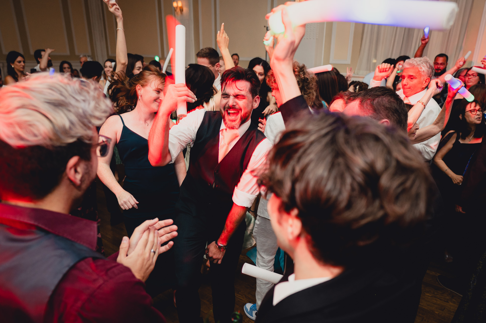 groom dances during wedding reception at the Hotel Lafayette in Buffalo, NY