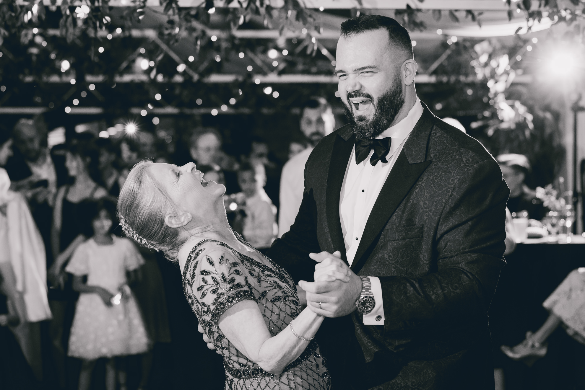 groom and mom dance during wedding reception at the Terrace at Marcy Casino in Buffalo, NY