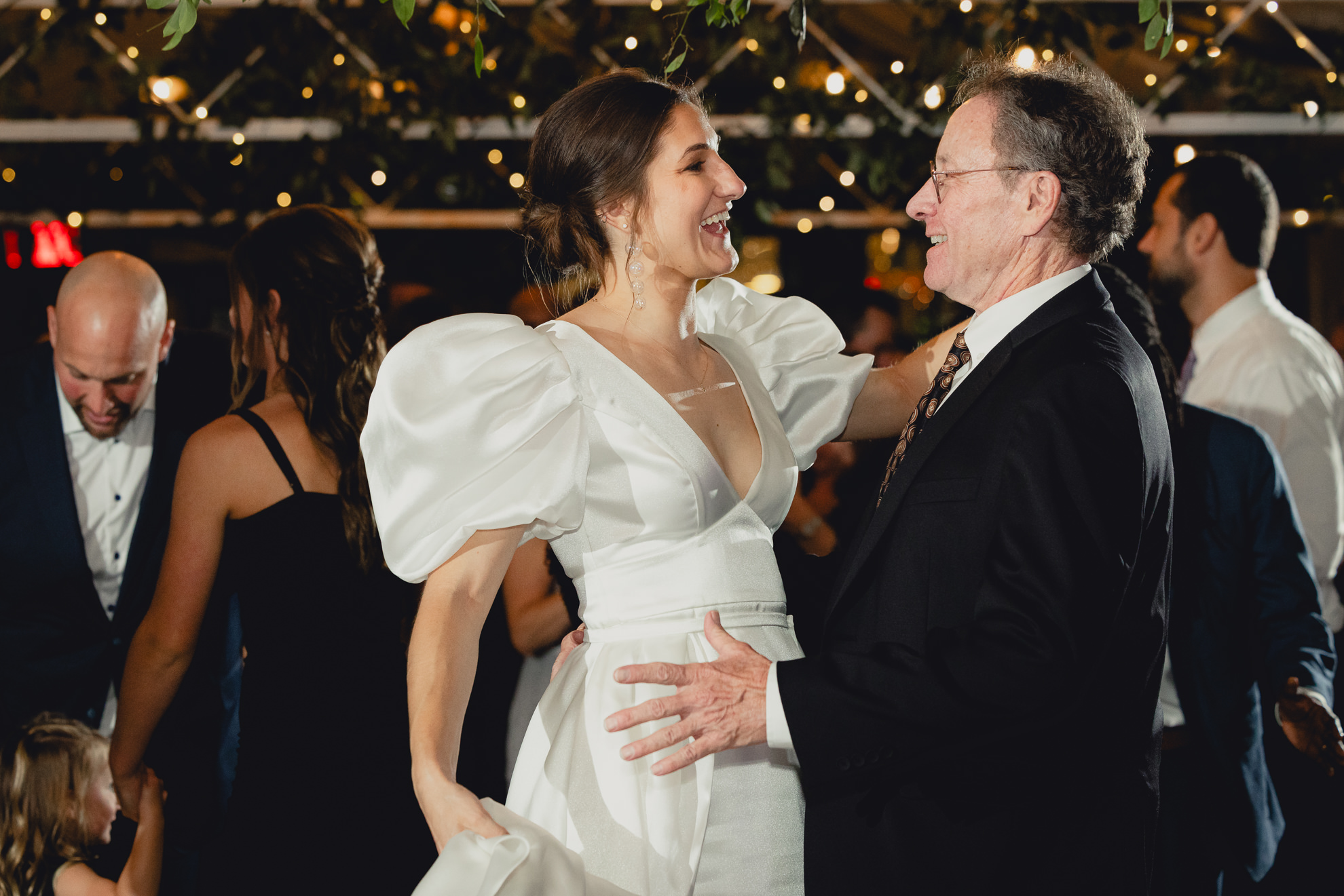 bride and father dance during wedding reception at the Terrace at Marcy Casino in Buffalo, NY