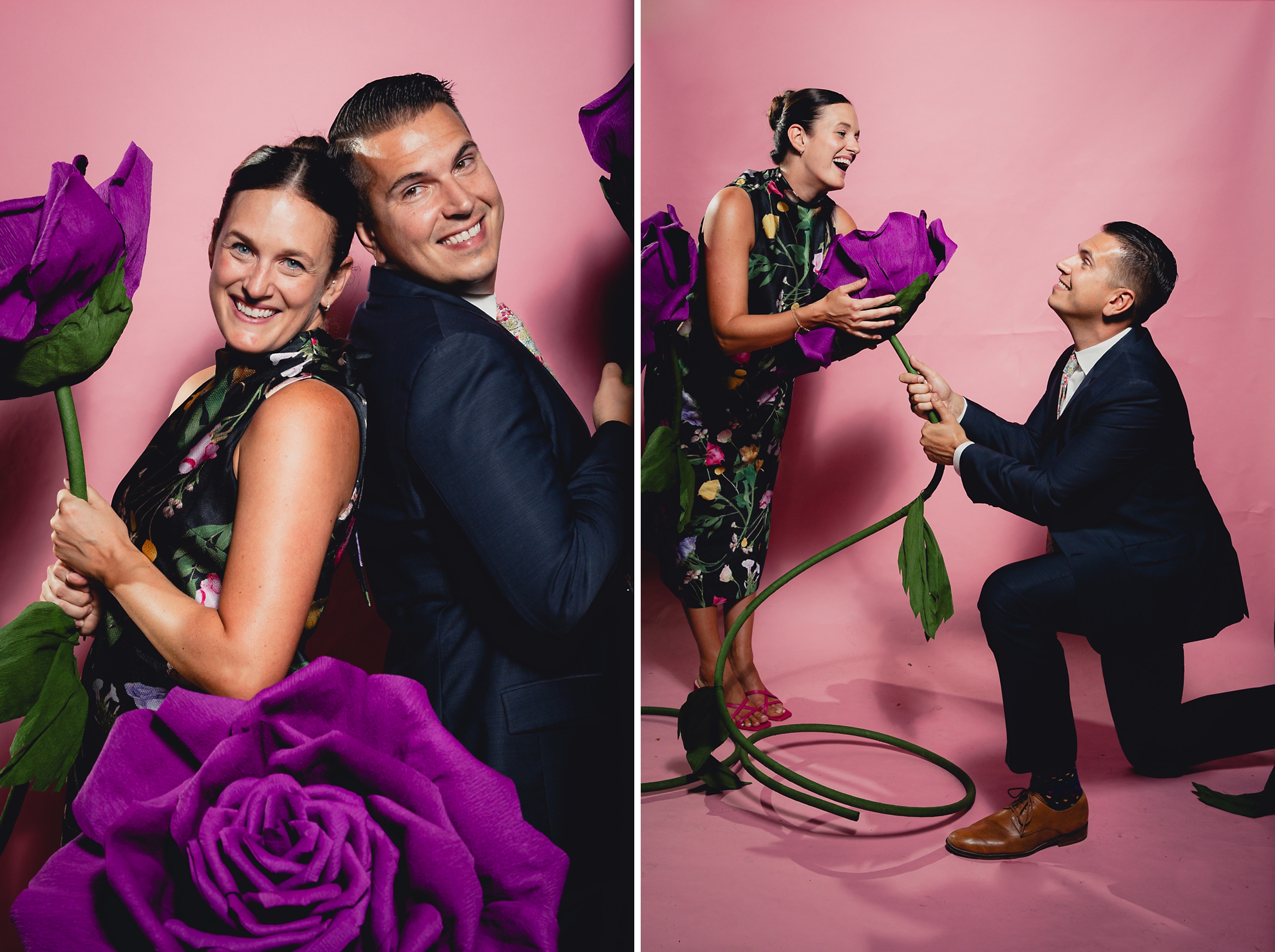 guests pose for photo booth portrait station pictures at wedding at the Terrace at Marcy Casino in Buffalo, NY