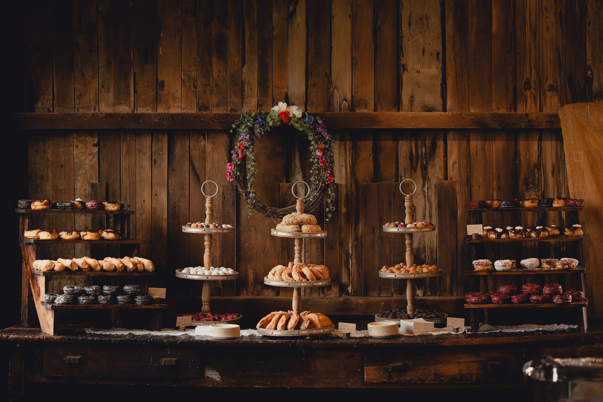 wedding photography of decor at The Gallagher Barn in Medina, NY