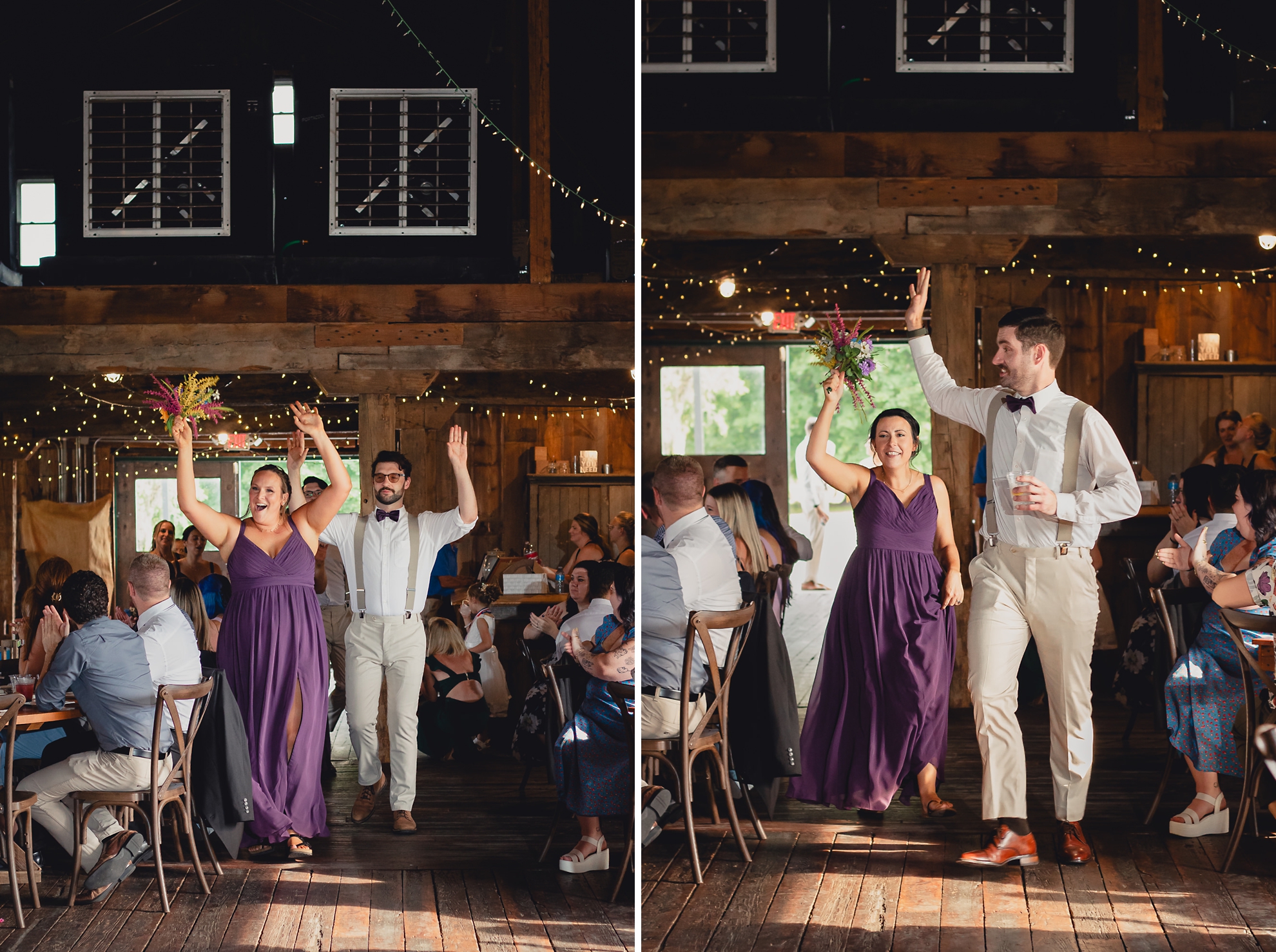 wedding party is introduced during wedding reception at The Gallagher Barn in Medina, NY