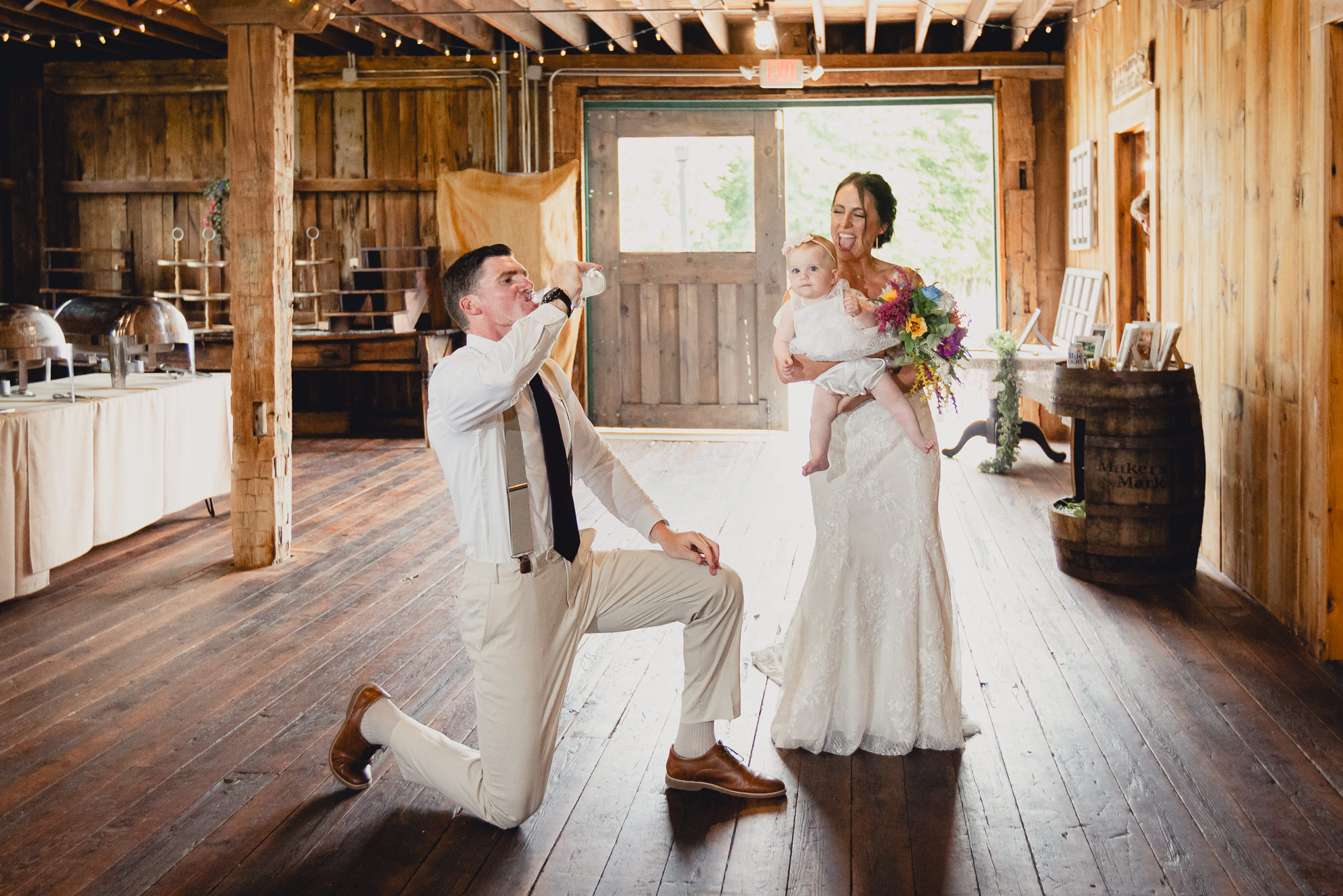 bride and groom are introduced during wedding reception at The Gallagher Barn in Medina, NY