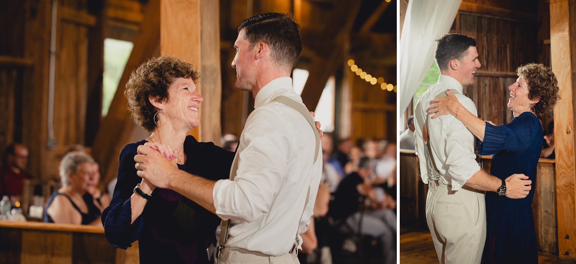 bride and groom dance with parents during wedding reception at The Gallagher Barn in Medina, NY