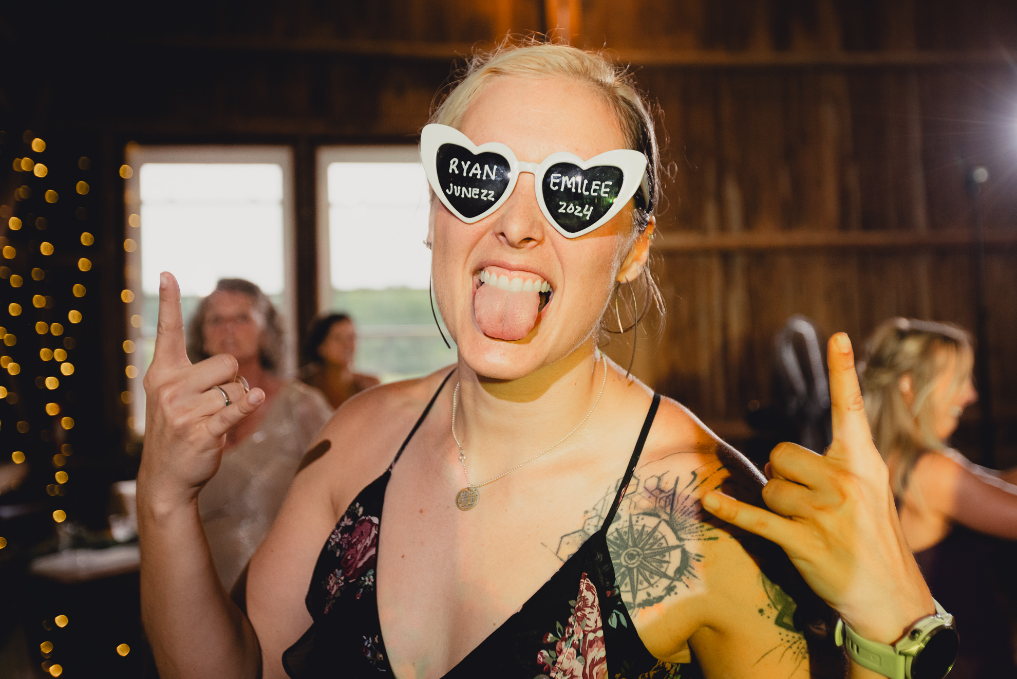 guests dance during wedding reception at The Gallagher Barn in Medina, NY