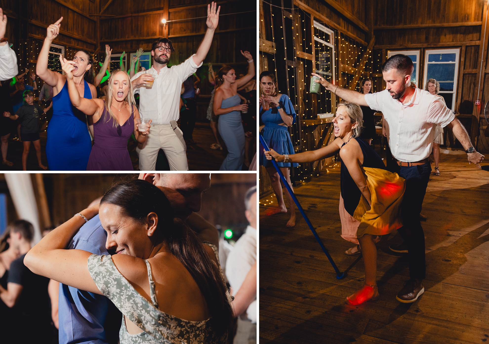 guests dance during wedding reception at The Gallagher Barn in Medina, NY