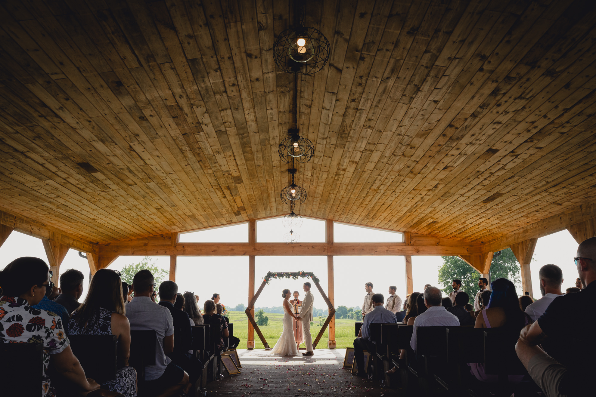 wedding photography of pavilion outside the Gallagher Barn in Medina, NY