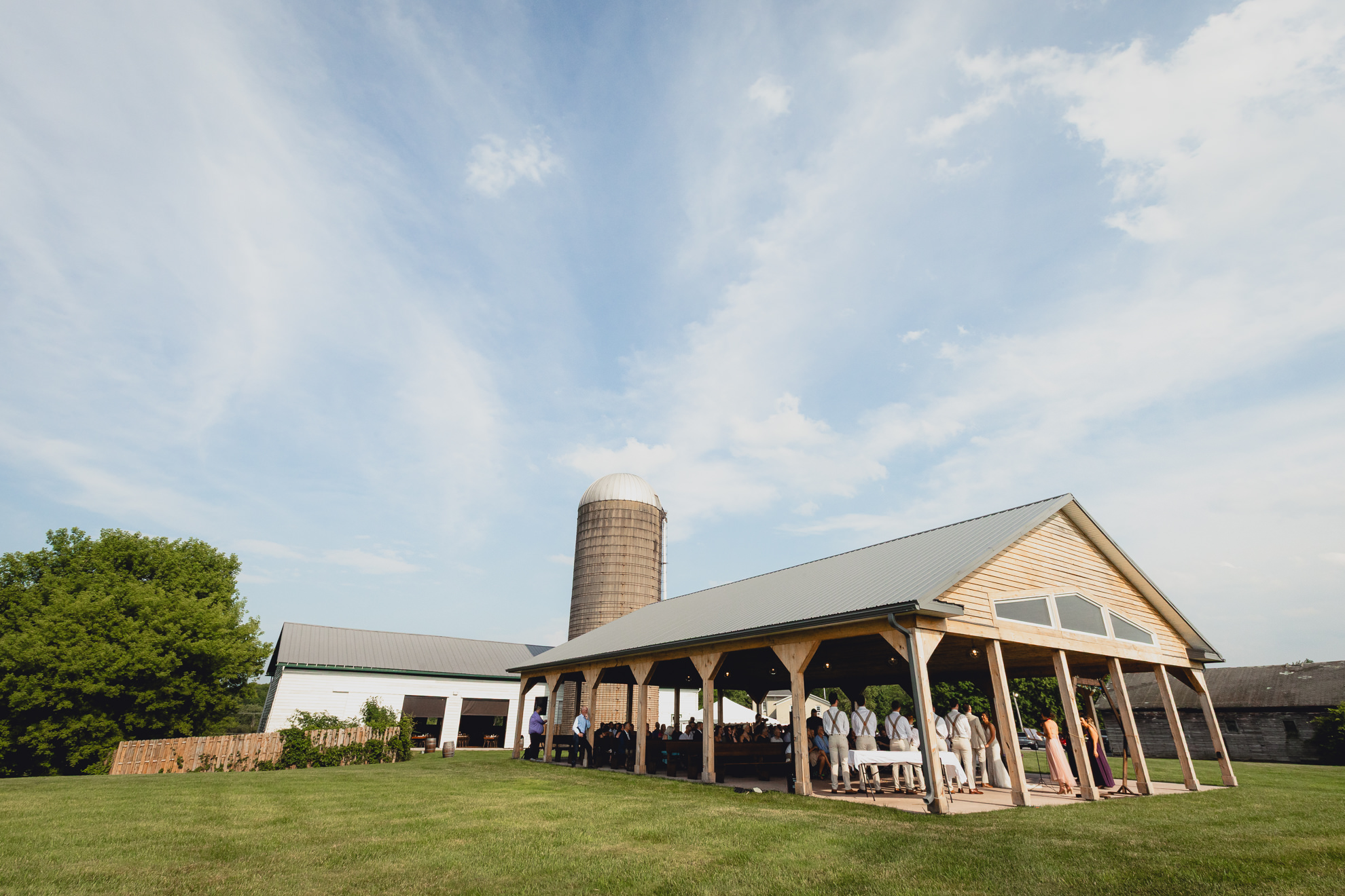 wedding photography of pavilion outside the Gallagher Barn in Medina, NY