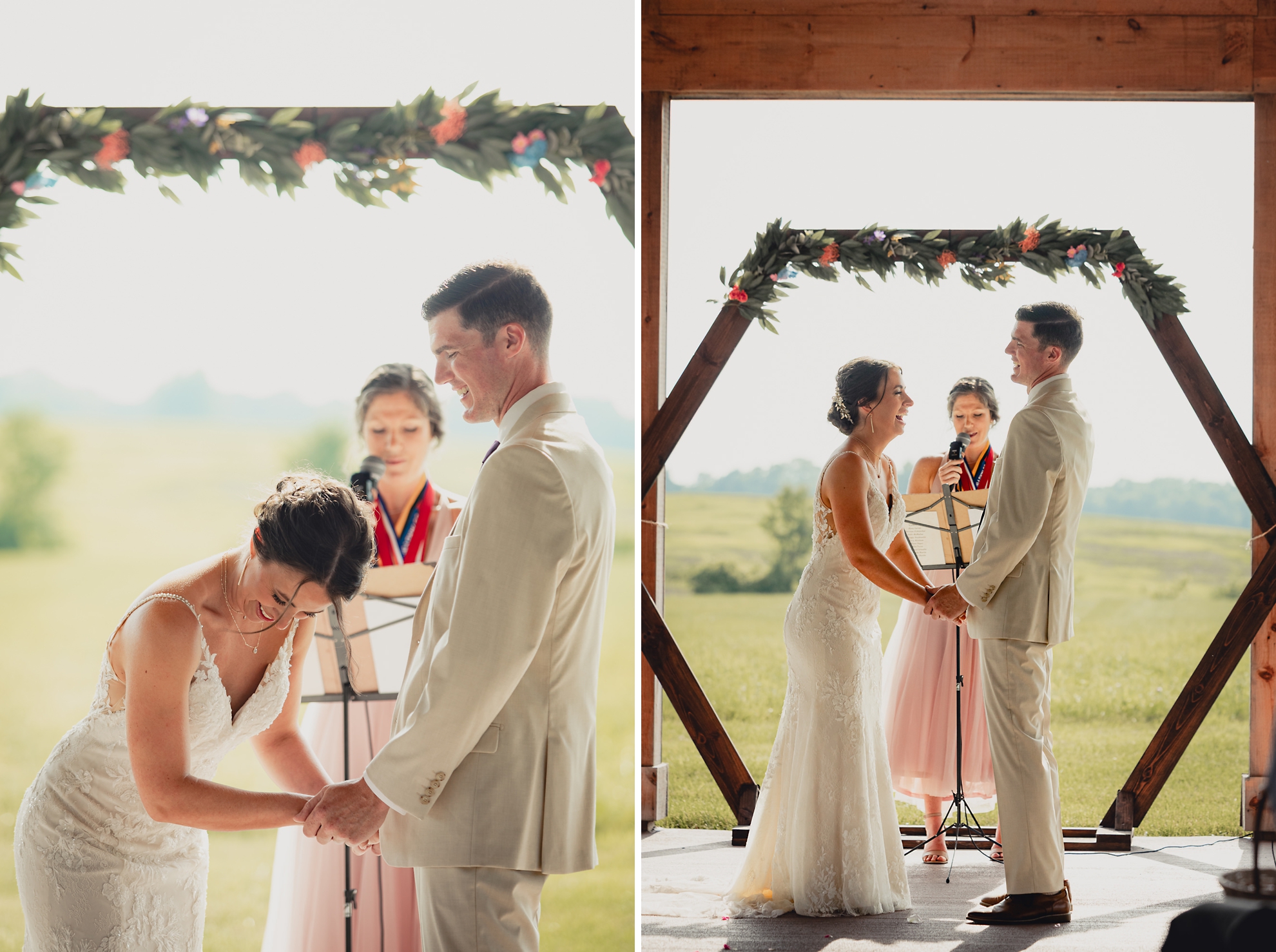 during wedding ceremony at The Gallagher Barn in Medina, NY