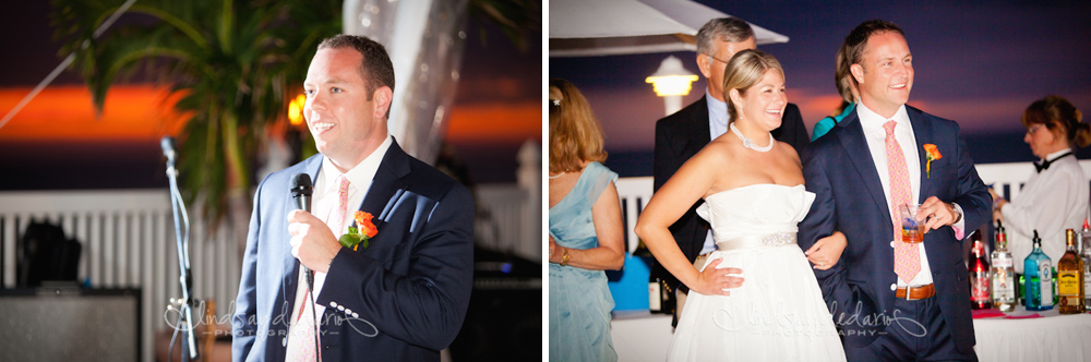 best man delivers toast during destination reception on Gasparilla Island Boca Grande, FL