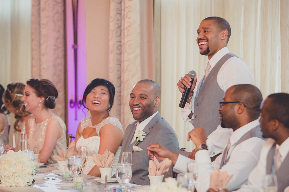 best man delivers speech at ballroom wedding reception at the Avanti Mansion in WNY 