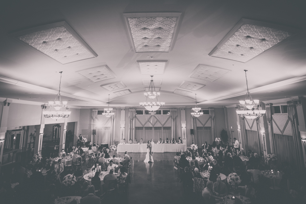 bride and groom share first dance at ballroom wedding reception at the Avanti Mansion in WNY 