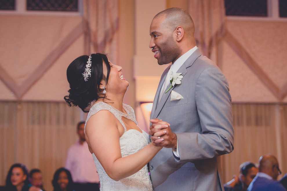 bride and groom share first dance at ballroom wedding reception at the Avanti Mansion in WNY 