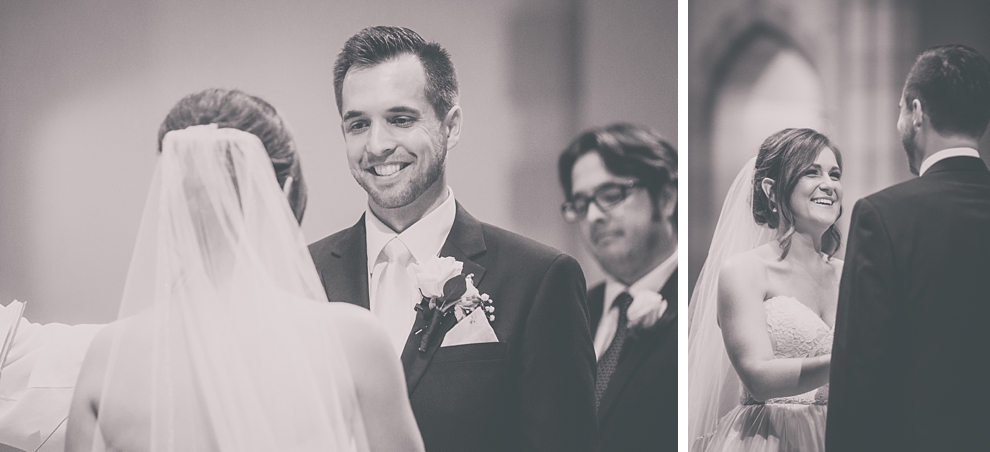 bride and groom exchange vows during wedding at St. Joseph's University Parish Church in Buffalo, NY