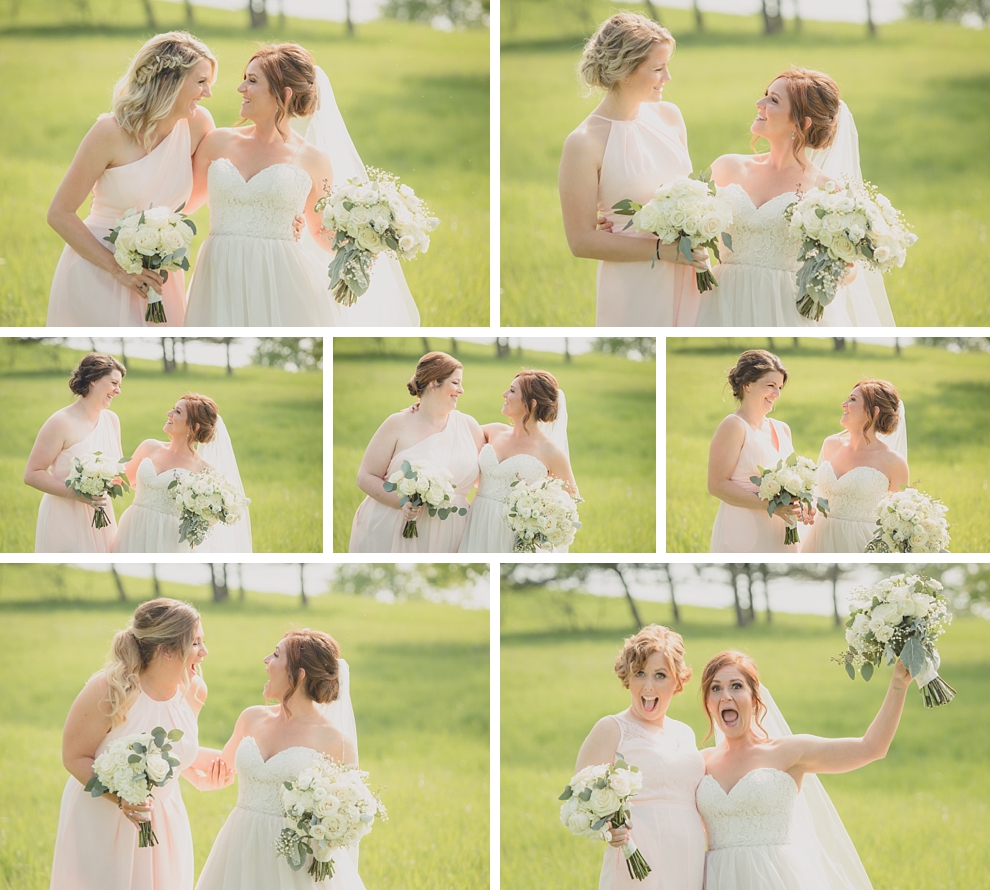 bridesmaids pose for portraits at Tifft Nature preserve during wedding in Buffalo, NY