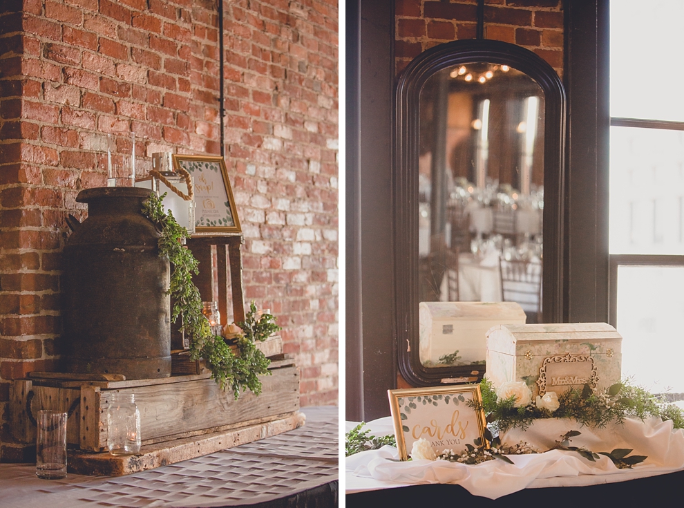 decoration details at wedding at Pearl Street Grill and Brewery in Buffalo, NY