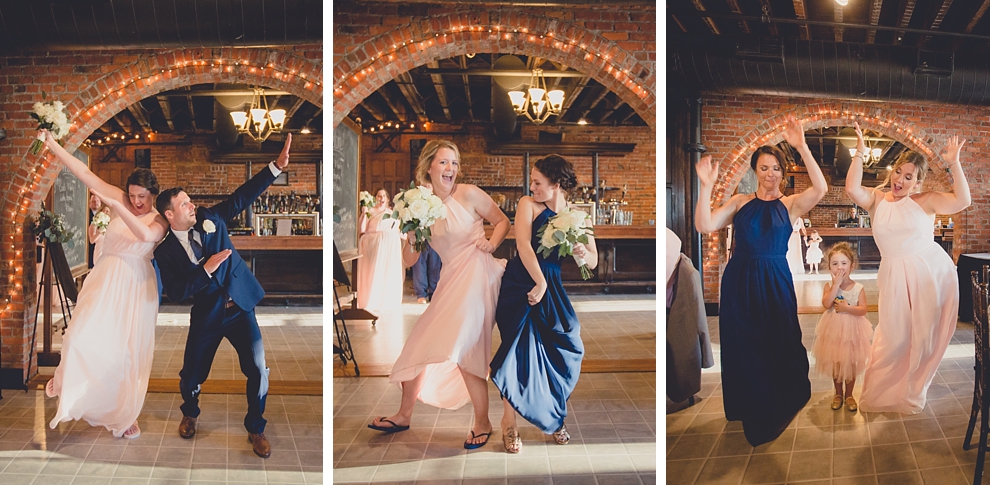 bridal party entrance dances at wedding at Pearl Street Grill and Brewery in Buffalo, NY