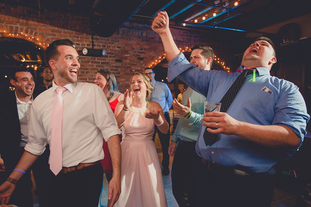 guests dance at wedding at Pearl Street Grill and Brewery in Buffalo, NY