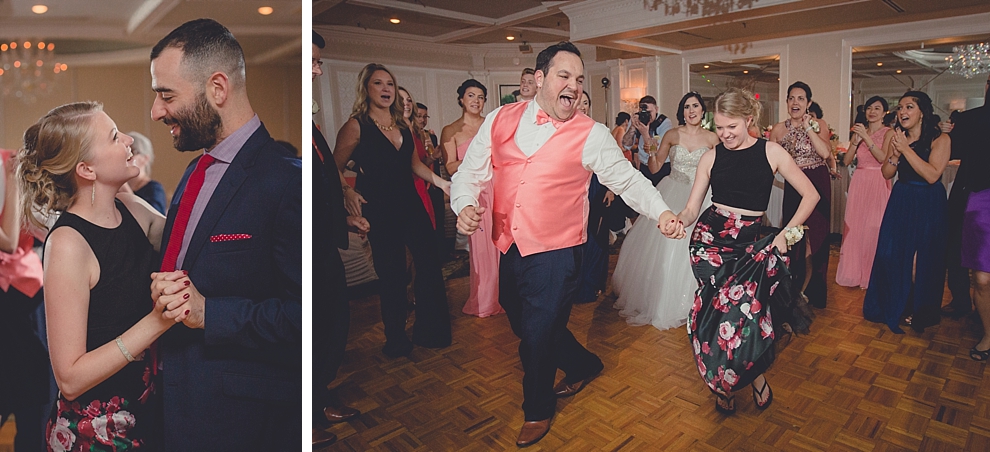 guests dance during wedding reception at Samuel's Grande Manor near Buffalo, NY