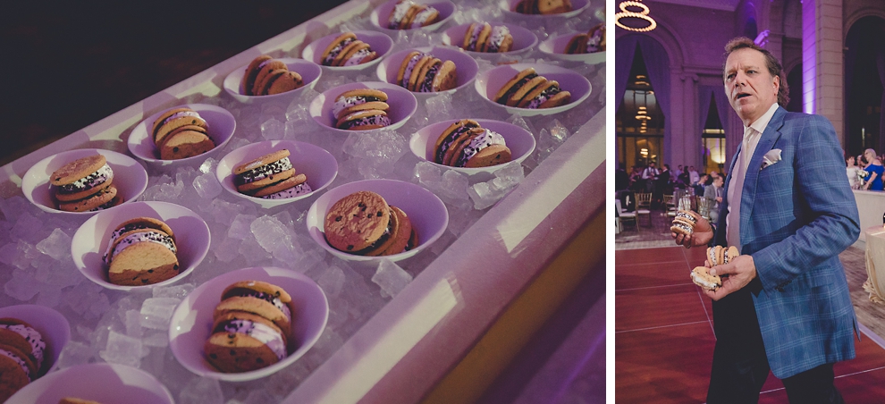 "chipwhich" ice cream cookie sandwiches at ballroom wedding reception venue, the Admiral Room, in Buffalo, NY