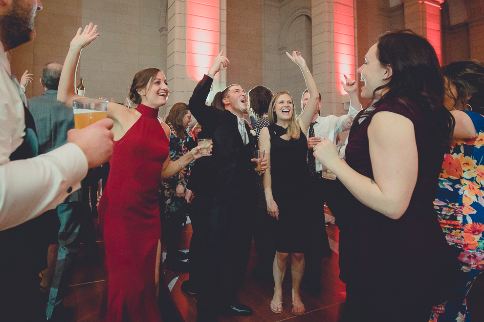 guests dance at ballroom wedding reception venue, the Admiral Room, in Buffalo, NY