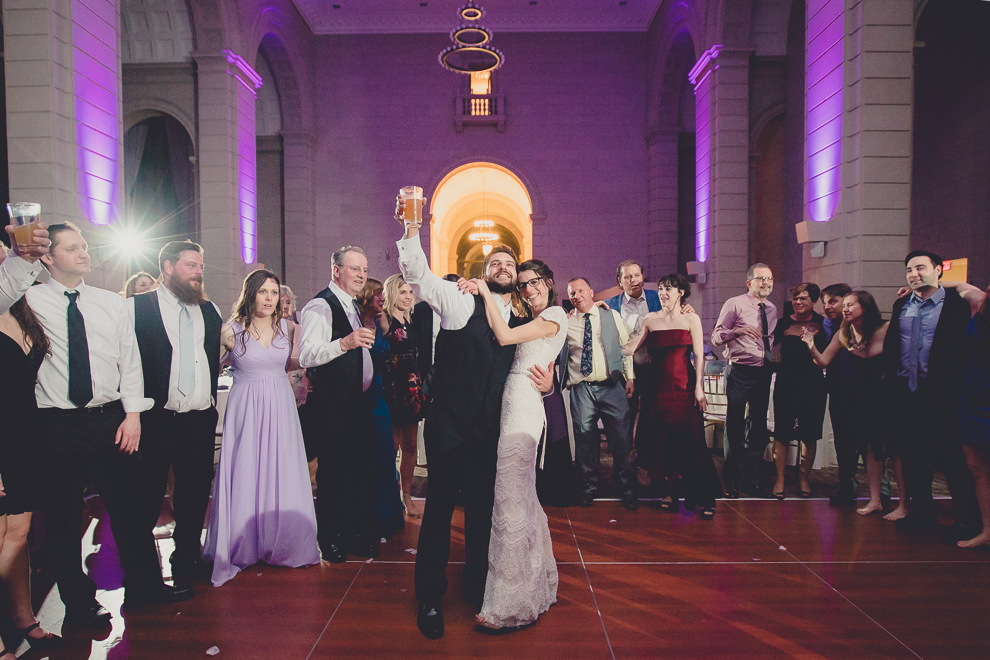guests dance at ballroom wedding reception venue, the Admiral Room, in Buffalo, NY